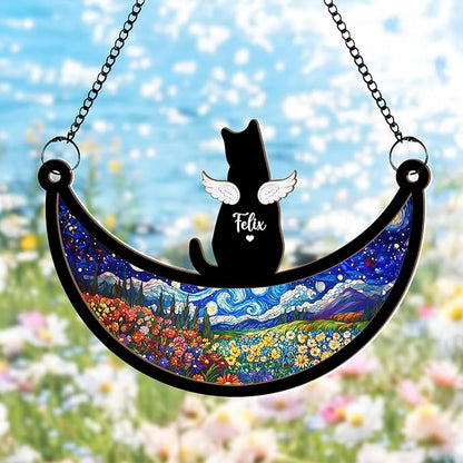 Personalized Pet Memorial Suncatcher – Custom Dog & Cat Suncatcher with Name & Breed, Pet Loss Sympathy Gift, Memorial Keepsake for Dog & Cat Lovers (Up to 3 Pets)