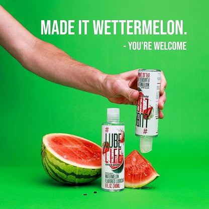 LubeLife Water-Based Watermelon Flavored Lubricant, Personal Lube for Men, Women and Couples, Made Without Added Sugar, 8 Fl Oz
