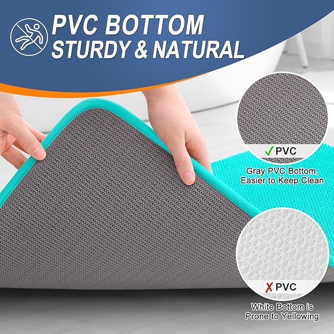 OLANLY Thick Memory Foam Bath Mat Rug 24x16, Extra Soft Absorbent Bathroom Rug, Quick Dry Bath Mats, Non-Slip, Machine Washable Carpet for Bathroom, Tub and Shower, Home Decor Accessories, Teal