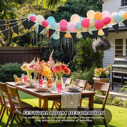 100 Feet Pennant Banners Flags 75 Solid String Triangle Flags for Grand Opening, Carnival Theme Birthday Party Decoration Outdoor Events Classroom Decoration(Black)