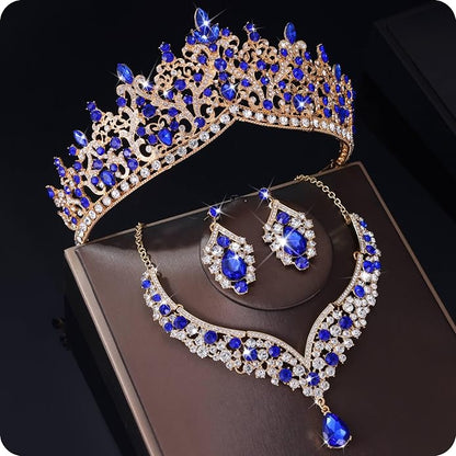 Kamirola Tiaras and Crowns for Women,Tiaras Earrings Necklace, Crystal Bridal Jewelry Set, Costume Party Halloween Prom Pageant Jewelry for Women TR80