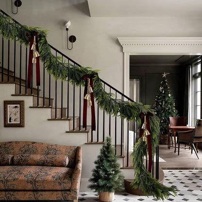 N&T NIETING 6FT Christmas Norfolk Pine Garland Real Touch Pine Artificial Garlands Faux Greenery Garland Winter Christmas Garland for Table Mantle Holiday Indoor Outdoor Xmas Decorations (4 Pcs)