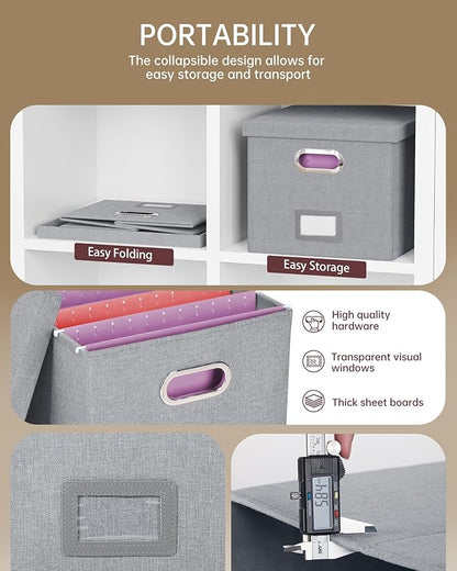 Oterri File Organizer, File Box, File Cabinet for Letter File Folder Storage, Hanging File Organizer for Office/Decor/Home,Document Organizer, 1 Pack,Gray-Box Only