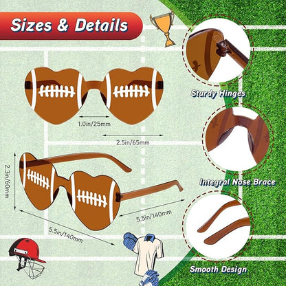 Pibupibu 12/24 Pack Volleyball Softball Football Soccer Gifts for Team Coach Heart Sunglasses Bulk Sports Party Favor Glasses