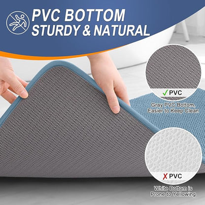 OLANLY Thick Memory Foam Bath Mat Rug 40x32, Extra Soft Absorbent Bathroom Rug, Quick Dry Bath Mats, Non-Slip, Machine Washable Carpet for Bathroom, Tub and Shower, Home Decor Accessories, Airy Blue