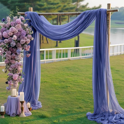 Navy Blue Arch Drapes for Wedding Arch Draping Fabric Sheer Backdrop Curtain for Ceremony Bridal Party Decor 19Ft Length x 28" Width 2 Panel
