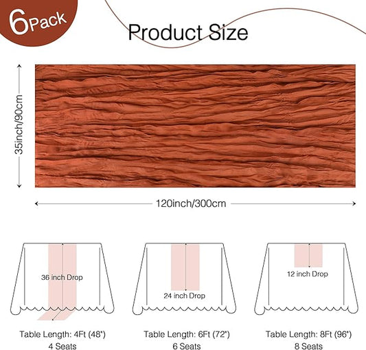 12 Pack Thanksgiving Table Runner Terracotta Boho Rustic Gauze 120 Inch 10 FT Cheesecloth Table Runners for Wedding Birthday Baby Shower Christmas Holiday Party Fall Decor for Home Farmhouse