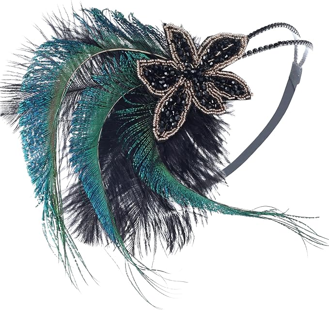1920S Headband For Women Feather 20s Gatsby Headpiece Flapper Headband for Girl
