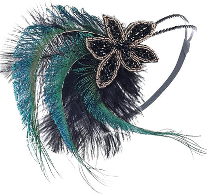 1920S Headband For Women Feather 20s Gatsby Headpiece Flapper Headband for Girl