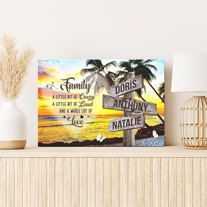 Dem Canvas Personalized Family Names Canvas, Custom Vintage Wooden Sign With Name, A Whole Lot Of Love Family Street Sign Customized
