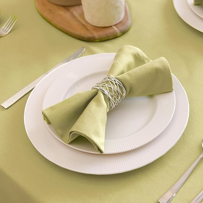 Encasa XO Sage Green Cloth Napkins Set of 12, 17"x17" | Solid Color Cotton Dinner Napkins | Washable & Reusable Napkins for Dining Table Fall Decoration, Holiday & Christmas Festivals