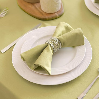 Encasa XO Sage Green Cloth Napkins Set of 12, 17"x17" | Solid Color Cotton Dinner Napkins | Washable & Reusable Napkins for Dining Table Fall Decoration, Holiday & Christmas Festivals
