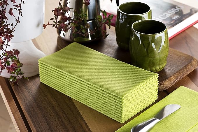 Kiwi Green Paper Napkins | Linen Feel Guest Disposable Cloth Like Dinner Napkins | Hand Towels | Soft, Absorbent, Paper Hand Napkins for Kitchen, Bathroom, Parties, Weddings, Dinners | 50 Pack