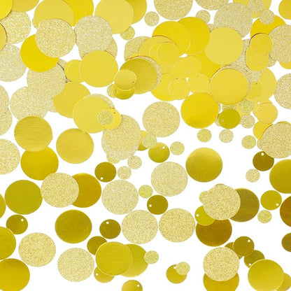 200 Pcs Gold Confetti, Circle Dots Glitter Confetti, 3 Sizes Gold Table Decorations, Metallic Paper Golds Table Confettis for Party, Wedding, Birthday and Event Decor