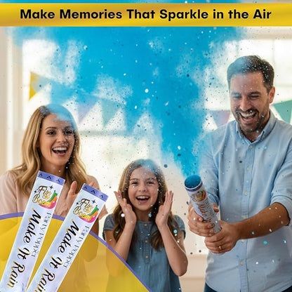 2 Pack Gender Reveal Smoke Confetti Poppers - Biodegradable Blue Powder Poppers for Baby Gender Reveal | Creates Vibrant Cloud of Color | Perfect for Photography and Special Events