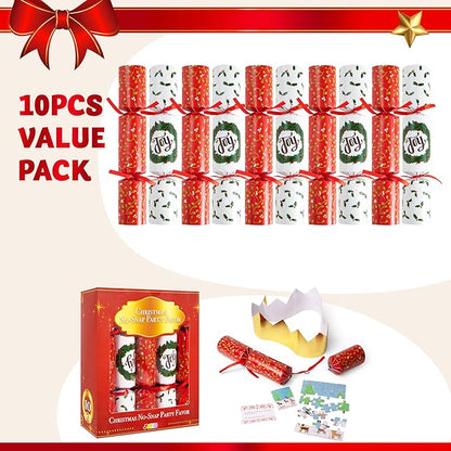 JOYIN 10 Pack Christmas Non-Snap Party Favor, Classic Table Favor Includes Party Hat, Jokes & Gifts, Christmas Table Decorations for Holiday Dinner Traditions Party Supplies