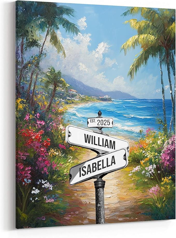 GABITA Personalized Crossroads Street Sign Wall Art for Couples, Anniversary Canvas for Couple, Gift for Valentines Day, Girlfriend Boyfriends Gifts, Custom Poster for Wife and Husband 4