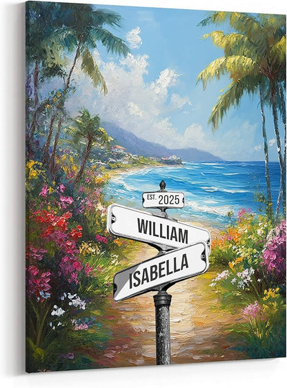 GABITA Personalized Crossroads Street Sign Wall Art for Couples, Anniversary Canvas for Couple, Gift for Valentines Day, Girlfriend Boyfriends Gifts, Custom Poster for Wife and Husband 4