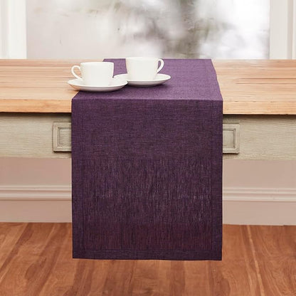 Solino Home Linen Table Runner 72 Inches Long - Athena, 100% Pure Linen Grape Dining Table Runner 14 x 72 Inch for Fall, Autumn, Winter, Holiday, Christmas, New Year