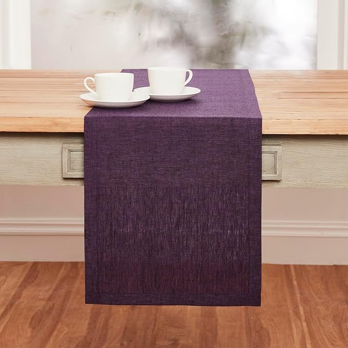 Solino Home Linen Table Runner 90 Inches Long - Athena, 100% Pure Linen Grape Table Runner 14 x 90 Inch for Dining, Fall, Autumn, Winter, Thanksgiving, Holiday, Christmas