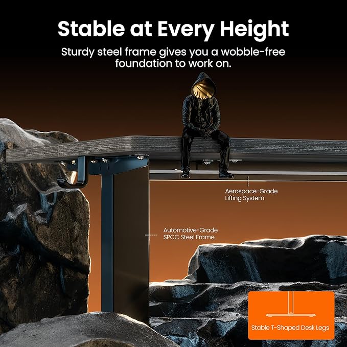 ErGear Height Adjustable Electric Standing Desk, 63 x 28 Inches Sit Stand up Desk, Memory Computer Home Office Desk, Grey