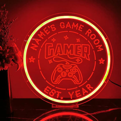 Personalized Game Room Neon Sign Custom Name Gamer Neon Light Wall Decor 3D Art Dimmable LED Game Controller Signs Light Gamer Gift for Men Teen Gaming Room Man Cave Bedroom Decor