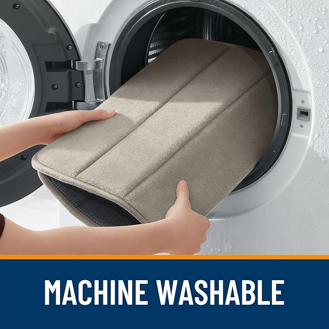 OLANLY Memory Foam Long Bathroom Rugs Runner 47x24, Super Soft Absorbent Bath Mat, Quick Dry, Machine Washable Shower Floor Rugs, Bathmat Carpet, Bathroom Home Decor Accessories, Warm Taupe