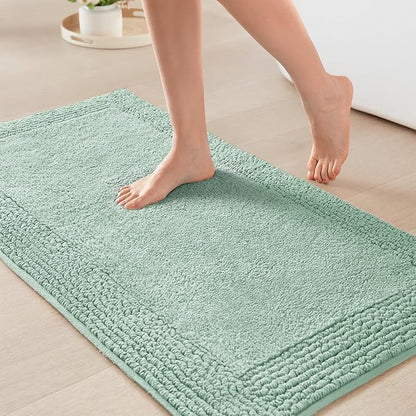 Madison Park Splendor Reversible 100% Cotton Tufted Bathroom Rug-3000 GSM Hotel Quality Luxurious Plush Medium Pile Bath Mat Absorbent, Quick Dry, Shower Room Décor, 20x30 Green
