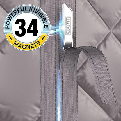 AUGO Thermal Door Curtain - Thermal Door Cover for Winter - Magnetic Thermal Insulated Door Curtain for Winter - Winter Door Insulation - Keeps Warm Air in & Cold Air Out - Home Winterizing Products