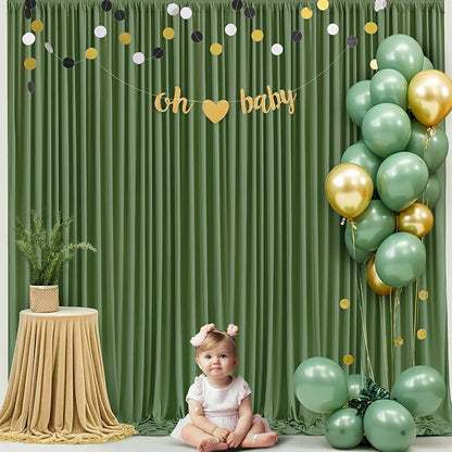10x10 Valley Green Backdrop Curtain for Parties Wrinkle Free Dark Green Photo Curtains Backdrop Drapes Fabric Decoration for Baby Shower Birthday Party Photography 5ft x 10ft,2 Panels