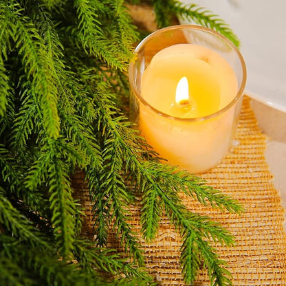 WBHome 6ft Pre-lit Real Touch Norfolk Pine Prelit Christmas Garland, Winter Greenery Garland for Christmas, Holiday Seasonal Outdoor/Indoor Home Decor