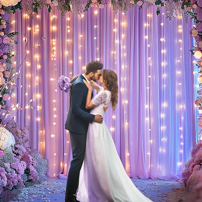 10 Panels Lavender Backdrop Curtain for Parties Wedding Wrinkle Free Light Purple Photo Curtains Backdrop Drapes Fabric Decoration for Baby Shower Photoshoot 50ft(W) x 10ft(H)