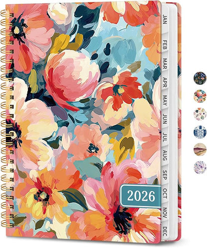 2026 Planner, Weekly and Monthly Planner for Women, Jan 2026 - Dec 2026 Pretty 2026 Calendar Planner with Monthly Tabs, Inner Pocket, Spiral Binding, Perfect for Office Home School - 8.5" x 11", Pastel Garden