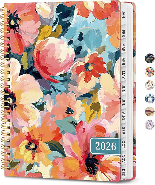 2026 Planner, Weekly and Monthly Planner for Women, Jan 2026 - Dec 2026 Pretty 2026 Calendar Planner with Monthly Tabs, Inner Pocket, Spiral Binding, Perfect for Office Home School - 6.3" x 8.5", Pastel Garden