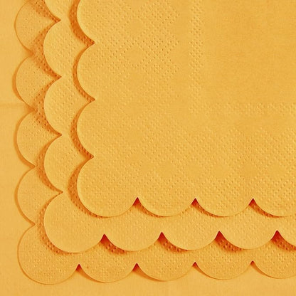 200 Pack Cocktail Napkin 2-Ply Scalloped Edged Dessert Napkins Folded 5 x 5 Inches Disposable Napkins for Dinner Wedding Birthday Party Bridal Anniversary Reception Event (Yellow)