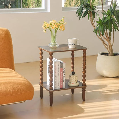 Side Tables Set of 2, Small End Table with Storage Shelf, Night Stand Set 2 Bedside Tables for Living Room, Bedroom, Office and Small Spaces (Rustic Brown)