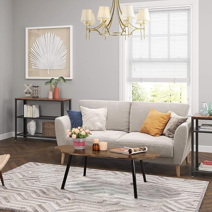 Small Coffee Table Cloud Shape Coffee Table Industrial Coffee Tables Wood Irregular Center Floor Tables Mid Century Style Decorative Furniture for Living Room Small Spaces Office