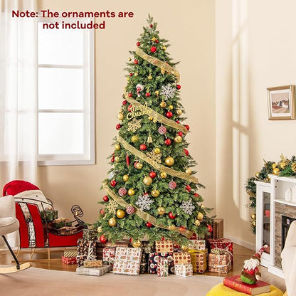GOFLAME 7.5FT Artificial Christmas Tree, Hinged Xmas Spruce Tree with 1019 Branch Tips, Foldable Metal Stand, Seasonal Holiday Decoration Tree for Home Office Party