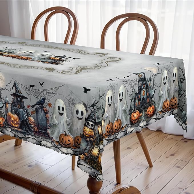 Eikione Rectangular Tablecloth 140x180inch, Halloween Bat Little Devil Tablecloth Waterproof and Wrinkle-Free, Table Covers, Summer Decorations for Home Dining