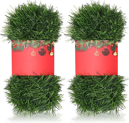 33 ft Green Christmas Garland Decorations Artificial Greenery 3.5" Wide Pine Garland PVC Soft Christmas Decorations for Indoor Outdoor Tree Stair Banister Fireplaces, 2 Pcs, 16.6 ft Each