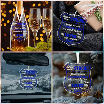 FLAGWIX Christmas Police Gifts for Men Women - Acrylic Christmas Ornaments 2025 for Tree Decorations - Police Ornaments for Tree, Inspirational Cop Gifts for Men Dad Grandpa