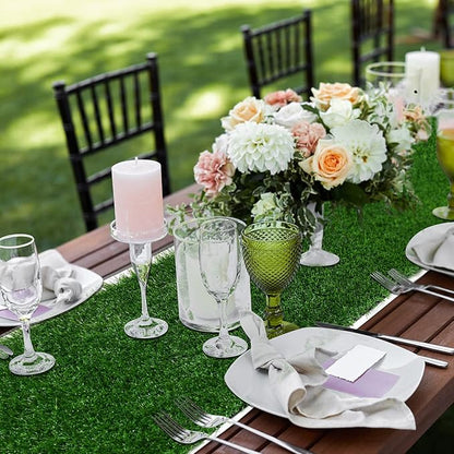 XLX TURF Christmas Artificial Grass Table Runner 12 x 60 Inch, Green Faux Turf Tabletop Centerpiece Decor Football Golf Themed Birthday Party Wedding Baby Shower Home DIY Crafts