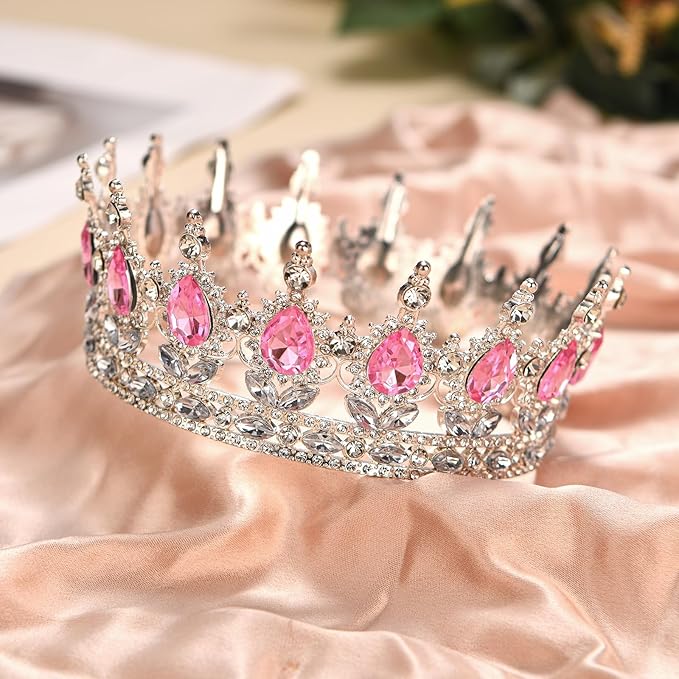 Onedor Silver Crown for Women Crystal Rhinestone Tiara Queen Headpiece for Wedding Prom Pageant Birthday Princess Theme Costume Party Hair Accessories and Cake Topper Decoration