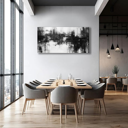 VHMING Black Abstract Wall Art Decor Black and White Painting Pop Culture Wall art Rock Room Decor Art Canvas Wall Decoration Artwork for Bedroom Home Office Dining Room Decoration 24"x48"
