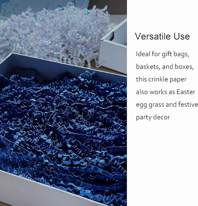 2LB Navy Blue Crinkle Paper Filler Shred Confetti for Gift Wrapping Birthdays Weddings Valentines Day Party Favors Decorations
