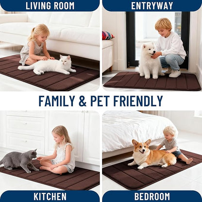 OLANLY Memory Foam Long Bathroom Rugs Runner 47x20, Super Soft Absorbent Bath Mat, Quick Dry, Machine Washable Shower Floor Rugs, Bathmat Carpet, Bathroom Home Decor Accessories, Brown