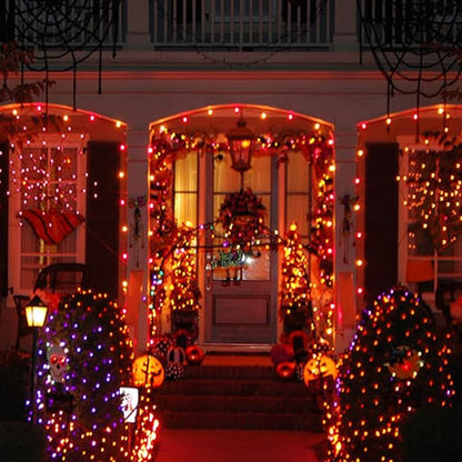 Dazzle Bright Orange Halloween Fairy String Lights, 4 Pack Total 80FT 240LED Copper Wire Battery Operated Waterproof Lights, Halloween Decorations for Indoor Home Outdoor Patio Yard Party Decor