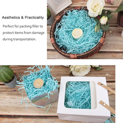 2 LB Light Blue Crinkle Cut Paper Shred Filler for Gift Basket Easter Egg Grass