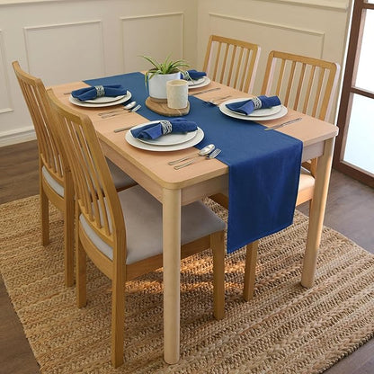 Encasa XO Cobalt Blue Cloth Napkins Set of 12, 17"x17" | Solid Color Cotton Dinner Napkins | Washable & Reusable Napkins for Dining Table Fall Decoration, Holiday & Christmas Festivals