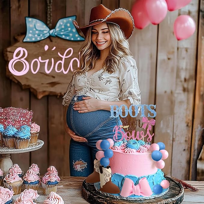 Boots or Bows Gender Reveal Cake Decorations Boy or Girl Gender Reveal Theme Cake Decorations Baby Shower Boys Or Girls Party Supplies